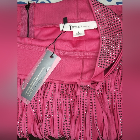 Women's Nylon Apparel Fuchsia Pink Spotlight Stealer Rhinestone Skort Mini Skirt - Picture 7 of 10